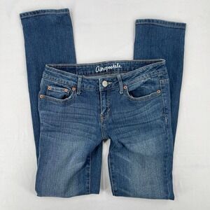 Y2K Aeropostale Low Rise Skinny Slim Jeans 4 S 28 Embroidered Faded Preppy 2010s